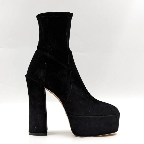 Stuart Weitzman Skyhigh Black Suede Sock Platform Sock Ankle Boots size 8.5 - Picture 11 of 11